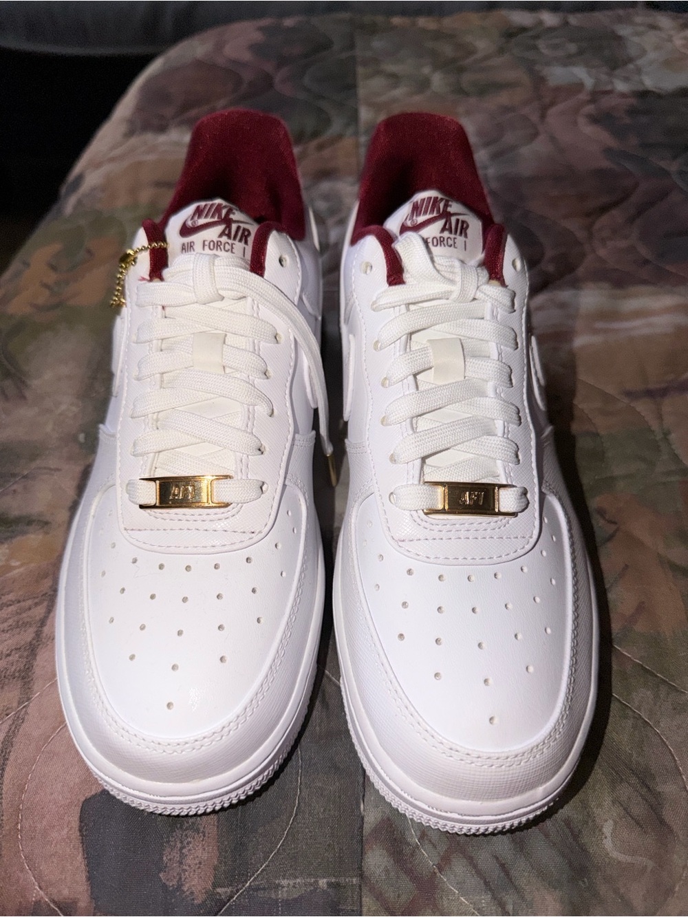 Nike Air Force 1 Low Sneakers - White with Burgundy